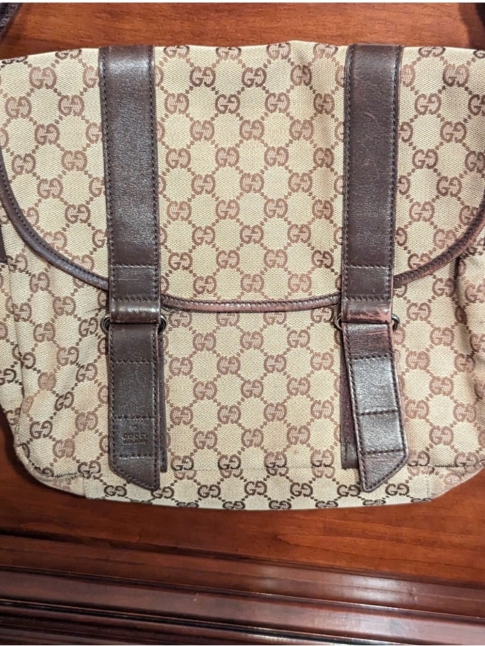 Gucci Beige & Brown GG Canvas Shoulder Bag
